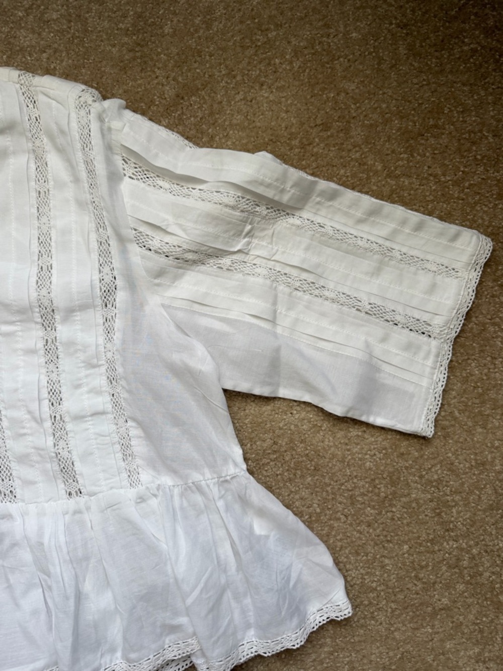 Madewell Bobbi Lace Trim Peplum Top Size L - Picture 6 of 11